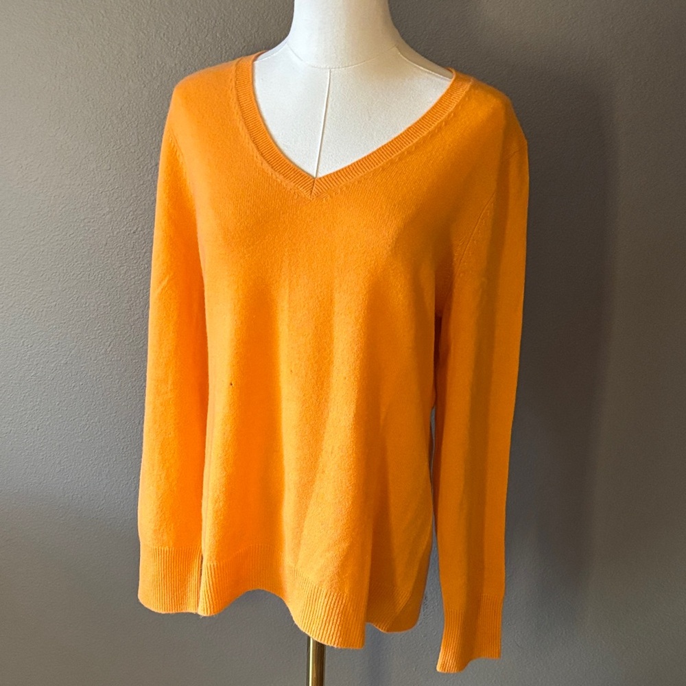 Cashmere Clementine Orange V-Neck Sweater